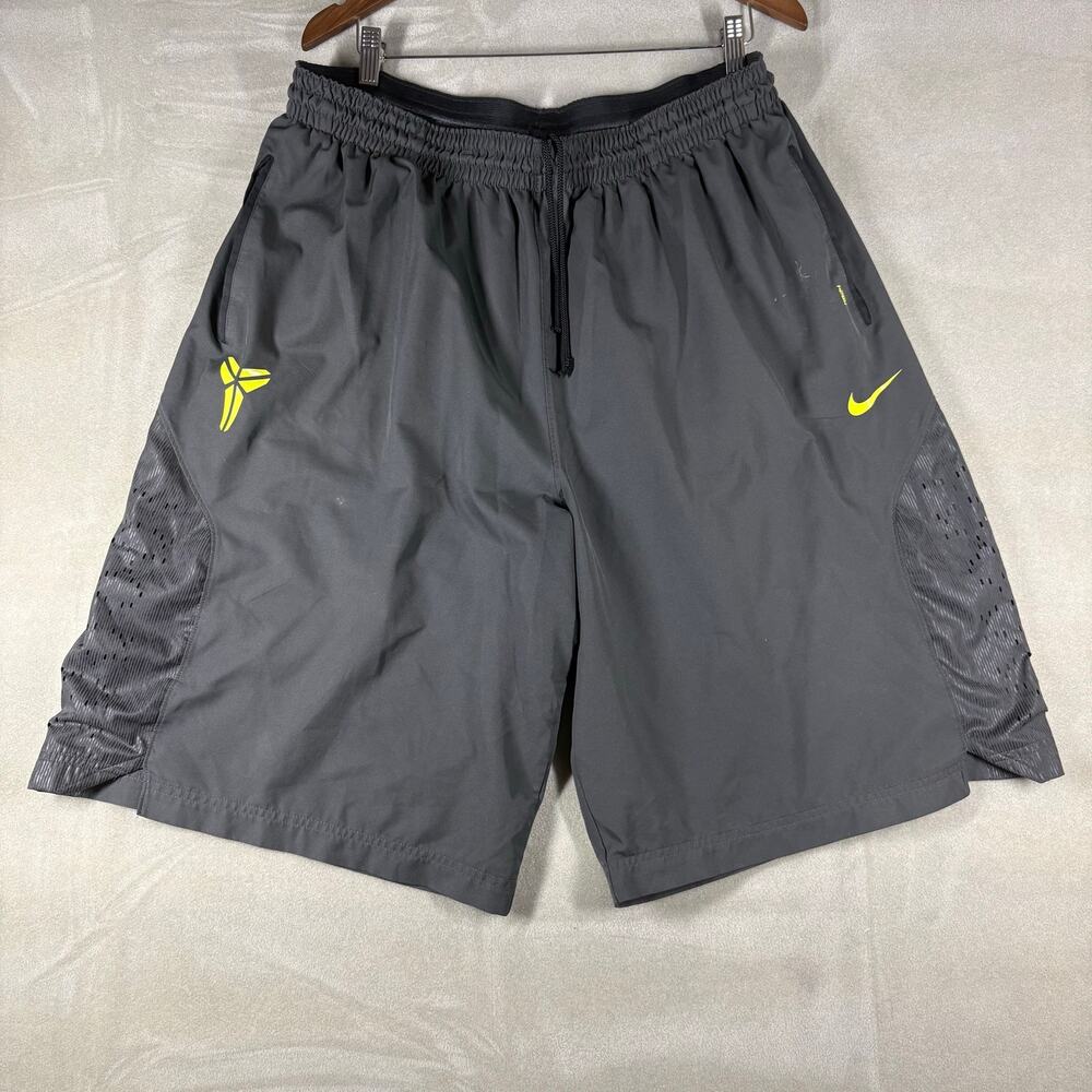 Nike Kobe Bryant Dri-FIT Basketball Shorts Gray Neon Yellow Men’s XXL